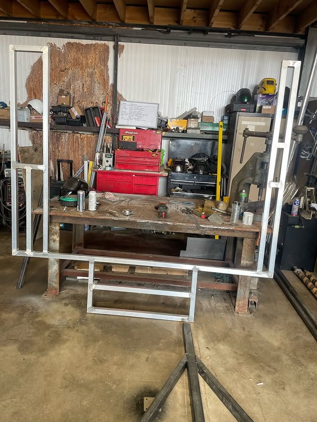Aluminium hot-tub frame in the workshop